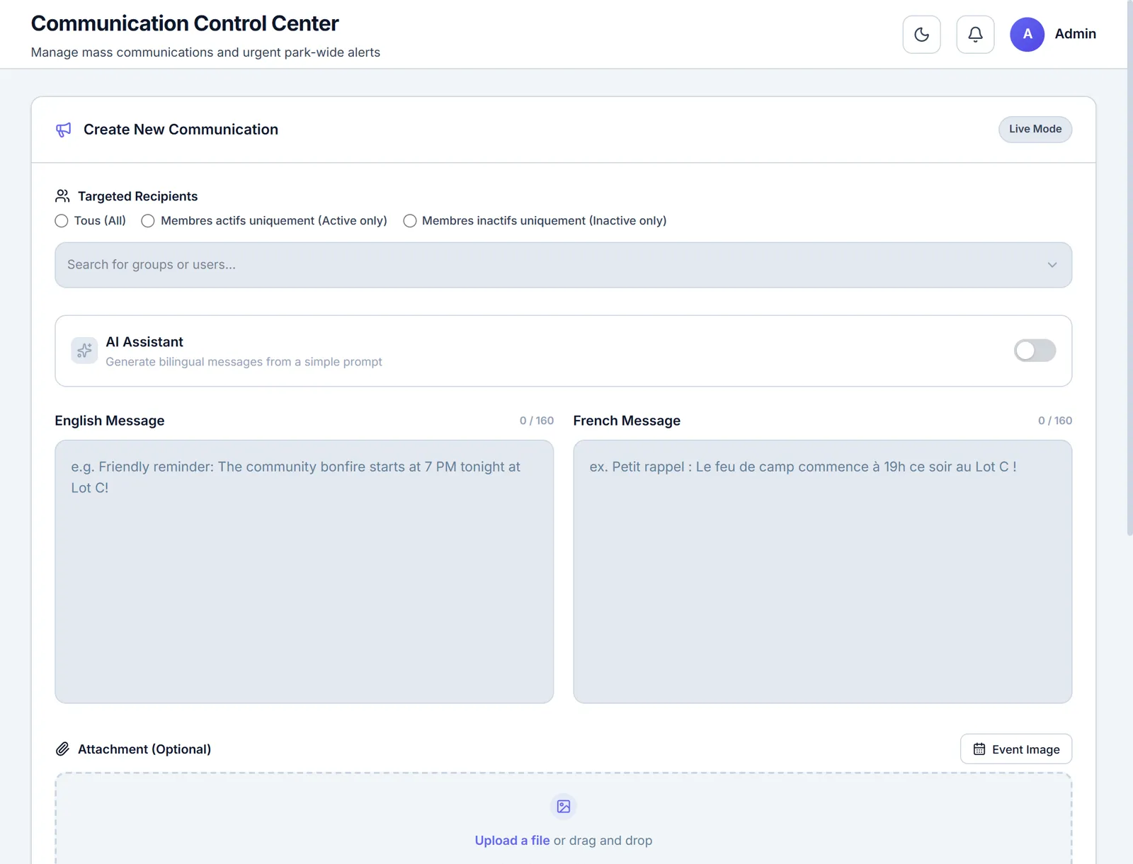 Bilingual message editor with AI assistant