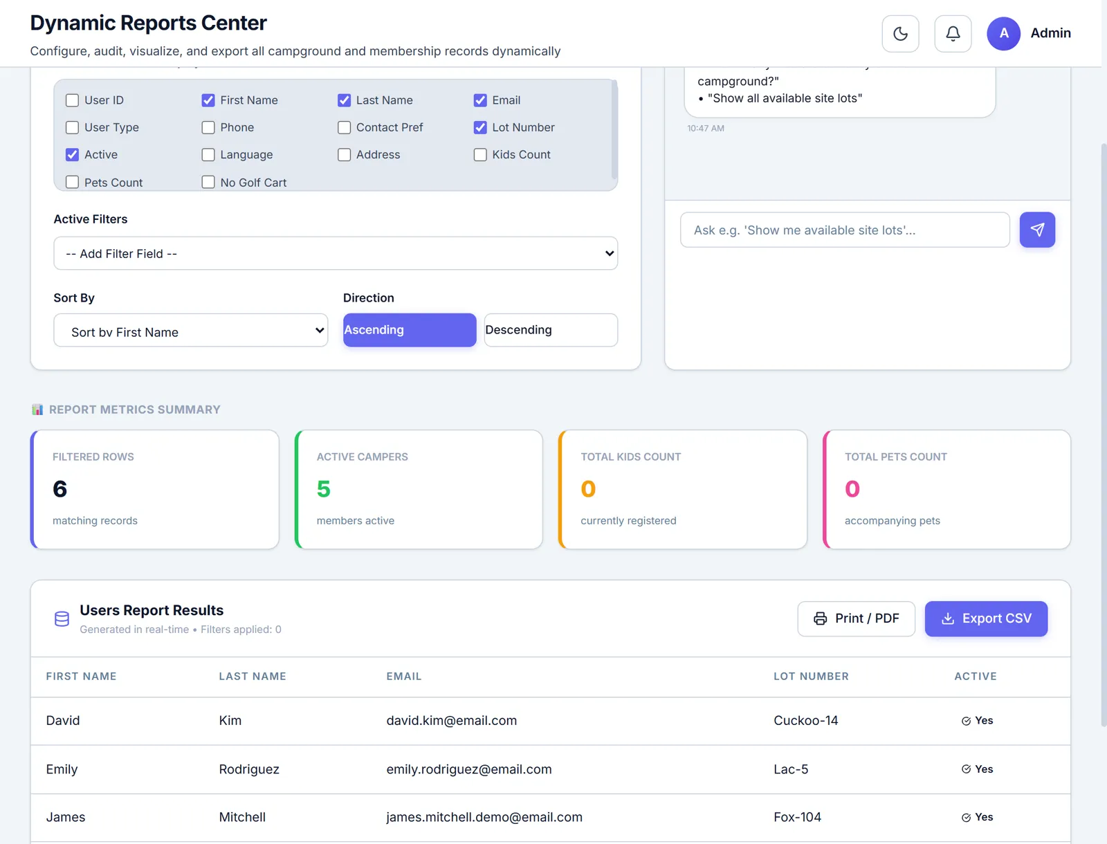 Report builder with AI report assistant